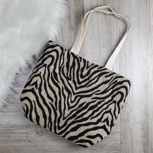 Zebra print tapestry tote bag